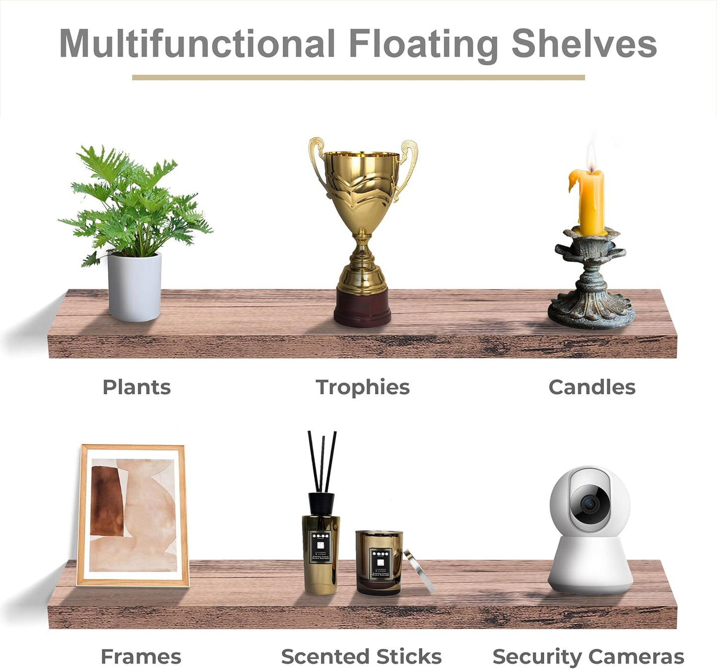 Sorbus Floating Shelves for Wall - 48 Inch Long Bathroom Shelves, Wall Decor for Bedroom, Kitchen, Living Room & Book Storage - Mounted Floating Shelf with Invisible Brackets (Mahogany, 2 Pack)