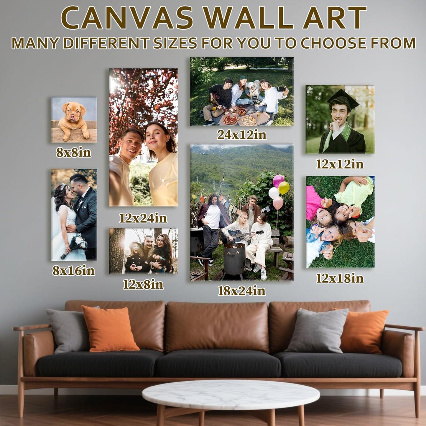 Custom Canvas Prints with Your Photos - Personalized Pictures Print, Customized Photo Gifts, Wall Art Poster Canvas Printing for Wedding, Family, Baby, Pets, Home Office Decor, Wrapped Frame 28x28