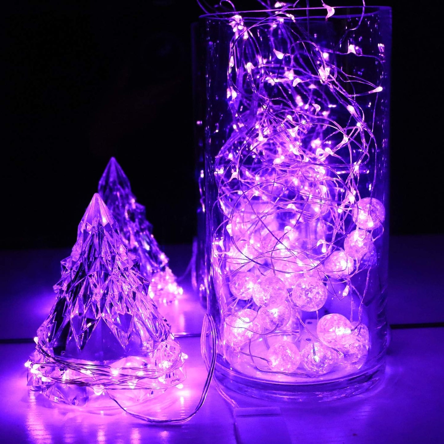6 Pack 7Feet Starry String Lights,Fairy String Lights 20 Micro Starry Leds On Silvery Copper Wire 2pcs CR2032 Batteries Included,Works for Wedding Centerpiece,Party,Christmas Table Decor (Purple)