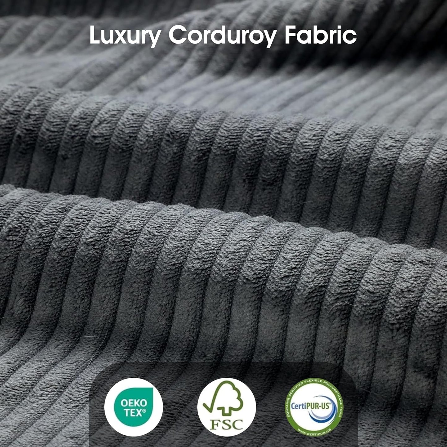 LLappuil Large Modular Sectional Sofa with Storage Seats, Corduroy U-Shaped Convertible Couch for Living Room, 10-Seat Grey Sofa Set with 10 Back Cushions & 10 Throw Pillows