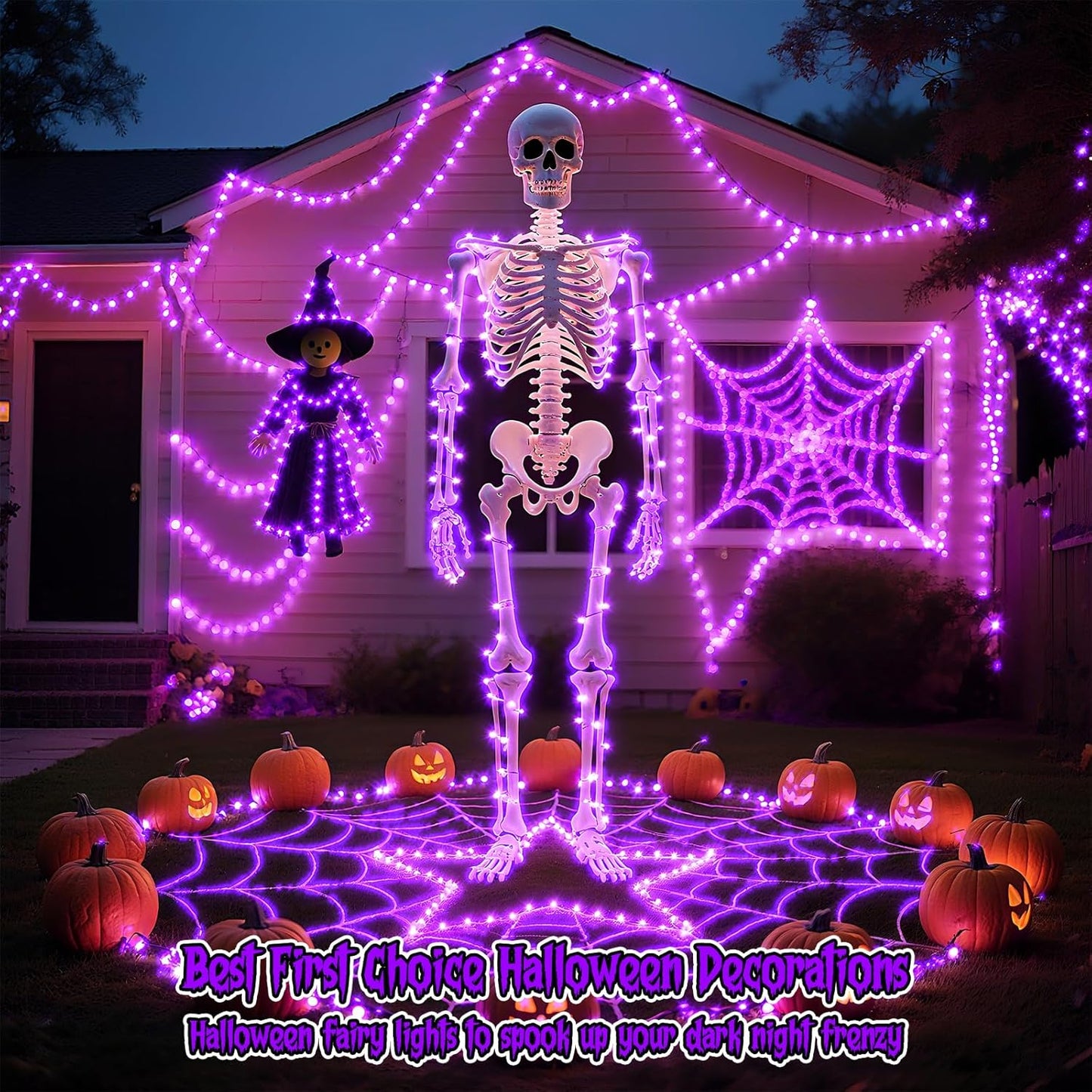 TingMiao Halloween Purple Fairy Lights Battery Operate,7.2ft 20 LEDs String Lights Silver Copper Wire for Hallowen Christmas DIY Decoration Wedding Party (6 Pack)