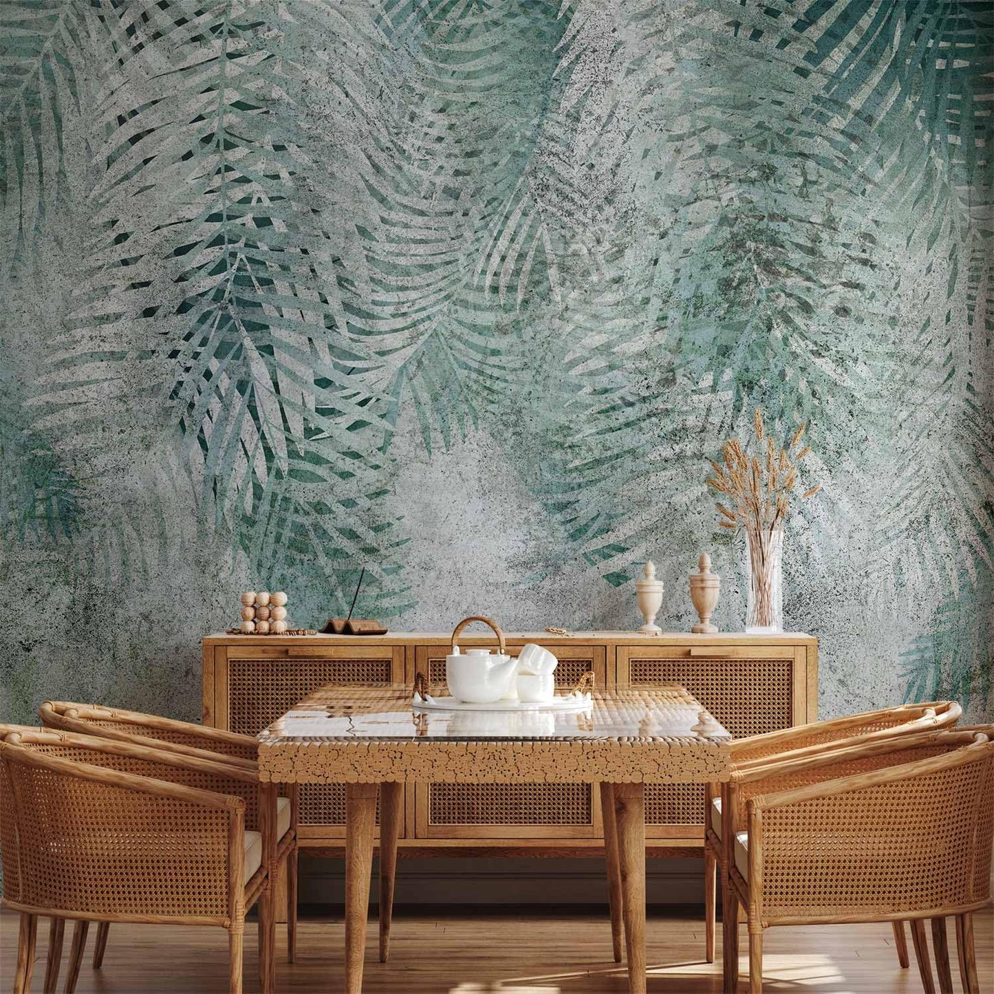 artgeist Wall Mural Leaves 157"x110"XXL Non-Woven Wallpaper Fleece Wall Decor Photo Print Picture Image Design Nature Botanical Plants Palm Abstract b-C-0861-a-a