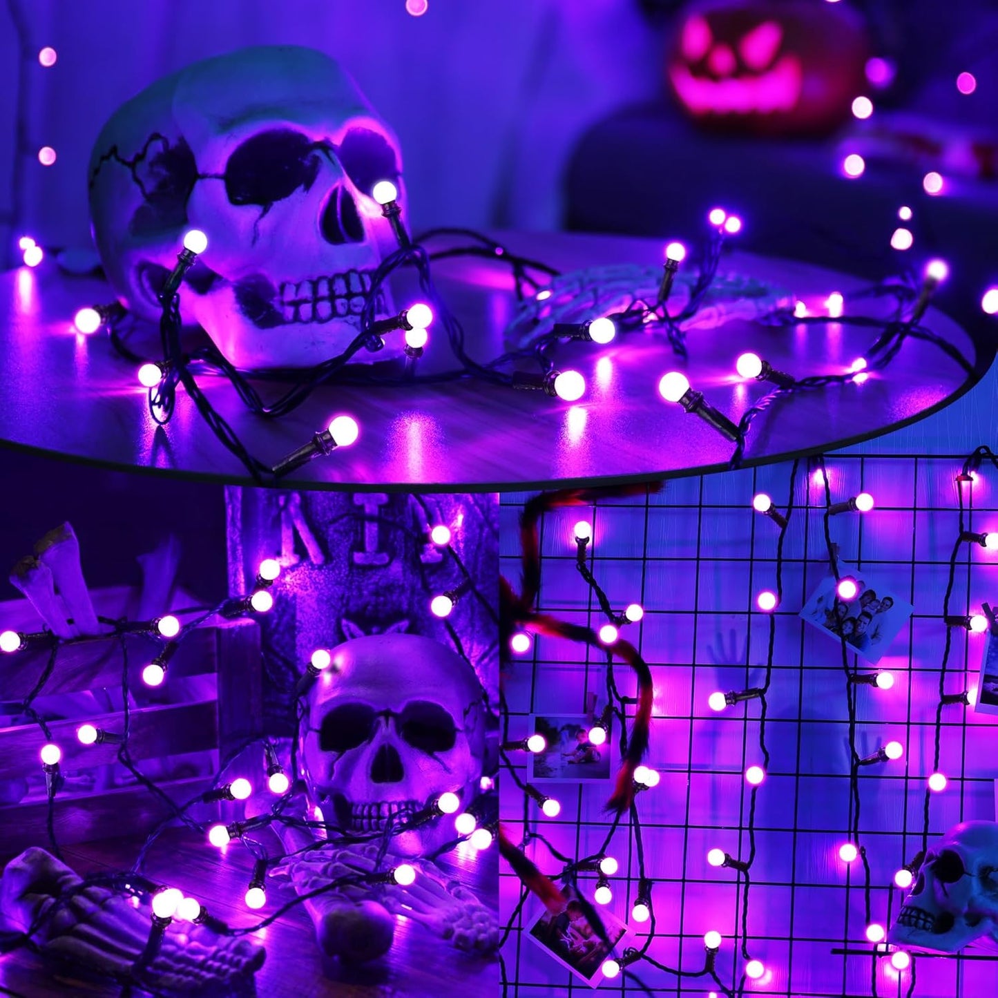 Brizled Purple Halloween Lights, 66ft 200 LED String Connectable, 8 Modes Berry Lights With Timer, Outdoor Plugin for Garden Tree Indoor Party
