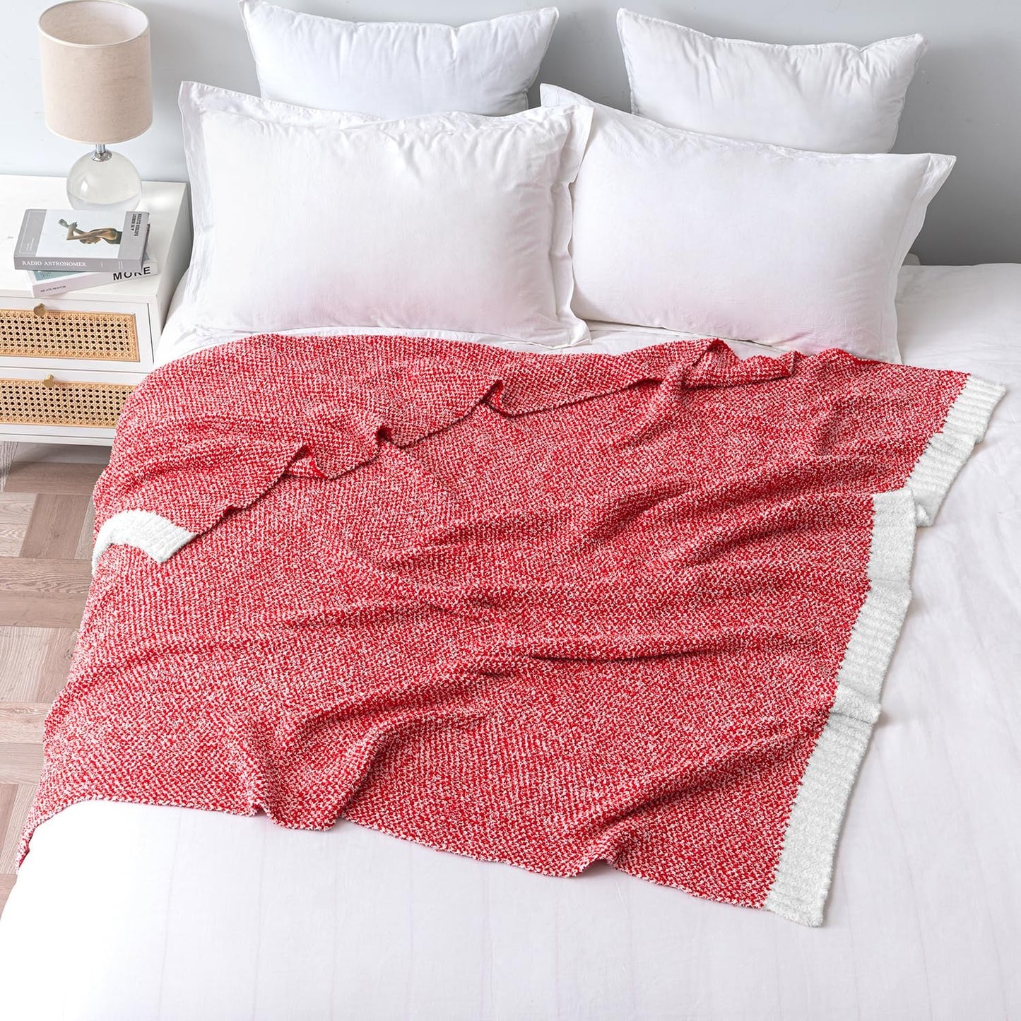 MIULEE Red Super Soft Throw Blanket for Couch, Cozy Fluffy Warm Blankets Knit Throw Blankets for Sofa, Bed, Chair, Living Room, Camping, Picnic, 50 x 60 inch
