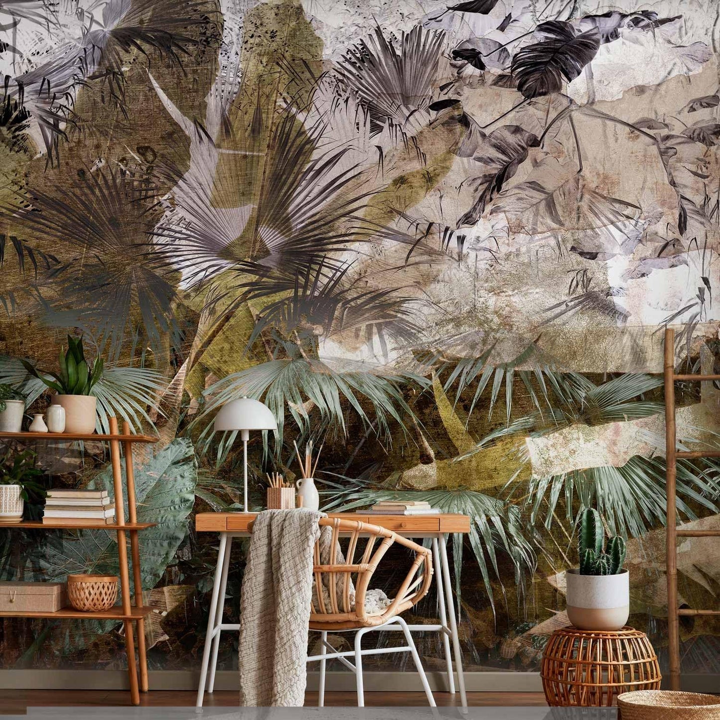 artgeist Wall Mural Tropical Leaves 96x69 in - XXL Peel and Stick Self-Adhesive Wallpaper Removable Large Sticker Foil Wall Decor Print Picture Design Jungle Nature Palm Green Leaves b-C-0789-a-a