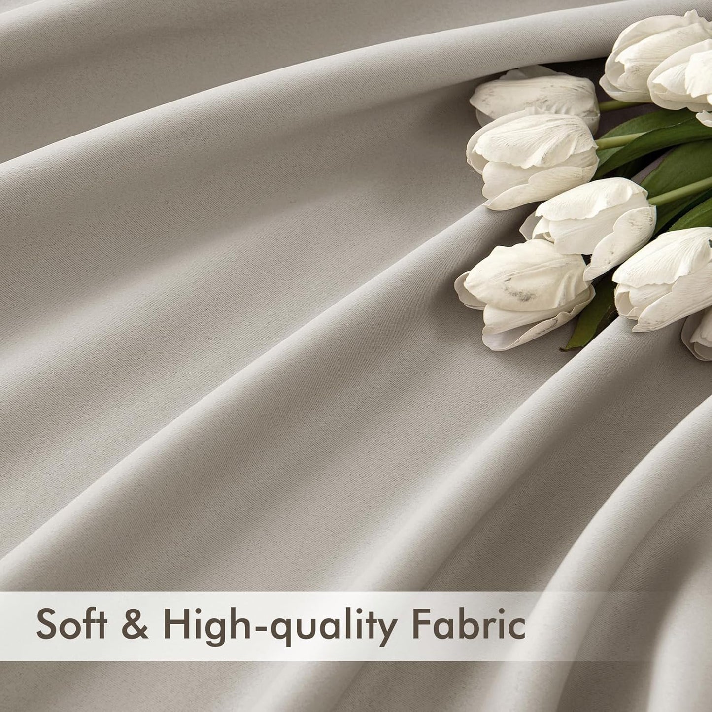 MIULEE Stone Back Tab Blackout Curtains 63 Inch Length 2 Panels Set for Living Room Bedroom Privacy, Rod Pocket/Pinch Pleat Thermal Insulated Room Darkening Pleated Light Blocking Drapes