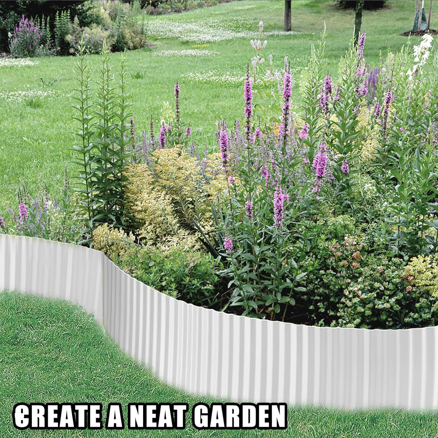 Corrugated Metal Garden Edging - 6 Inch X 20 FT Landscape Edging Border, Flexible Border for Garden Fence, Flower Bed, and Lawn (Silver)