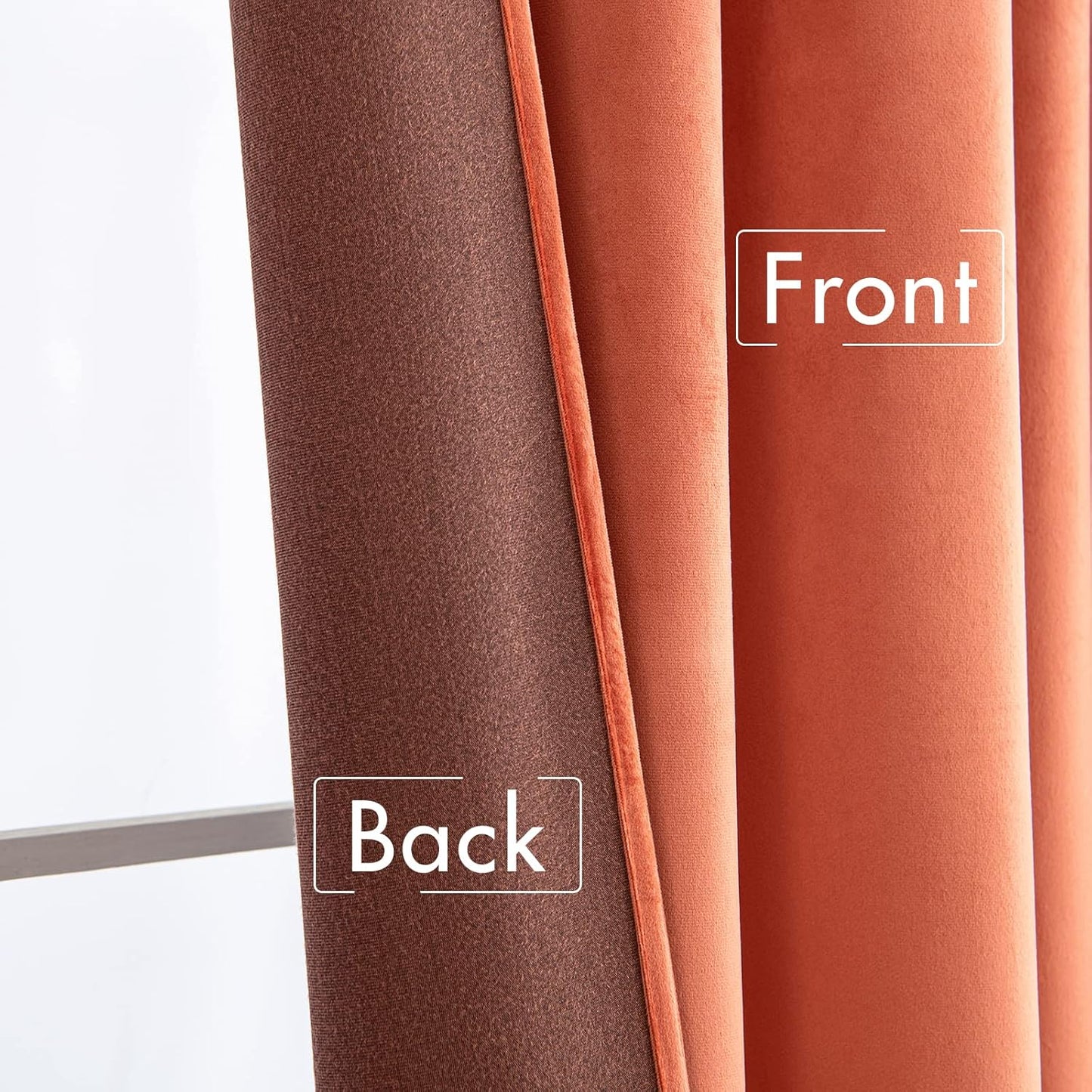 MIULEE Fall Burnt Orange Velvet Curtains 108 Inches Long 2 Panels - Back Tab and Pleated Luxury Window Curtains for Bedroom Living Room Blackout Thermal Insulated Soft Drapes Terracotta Rust Decor