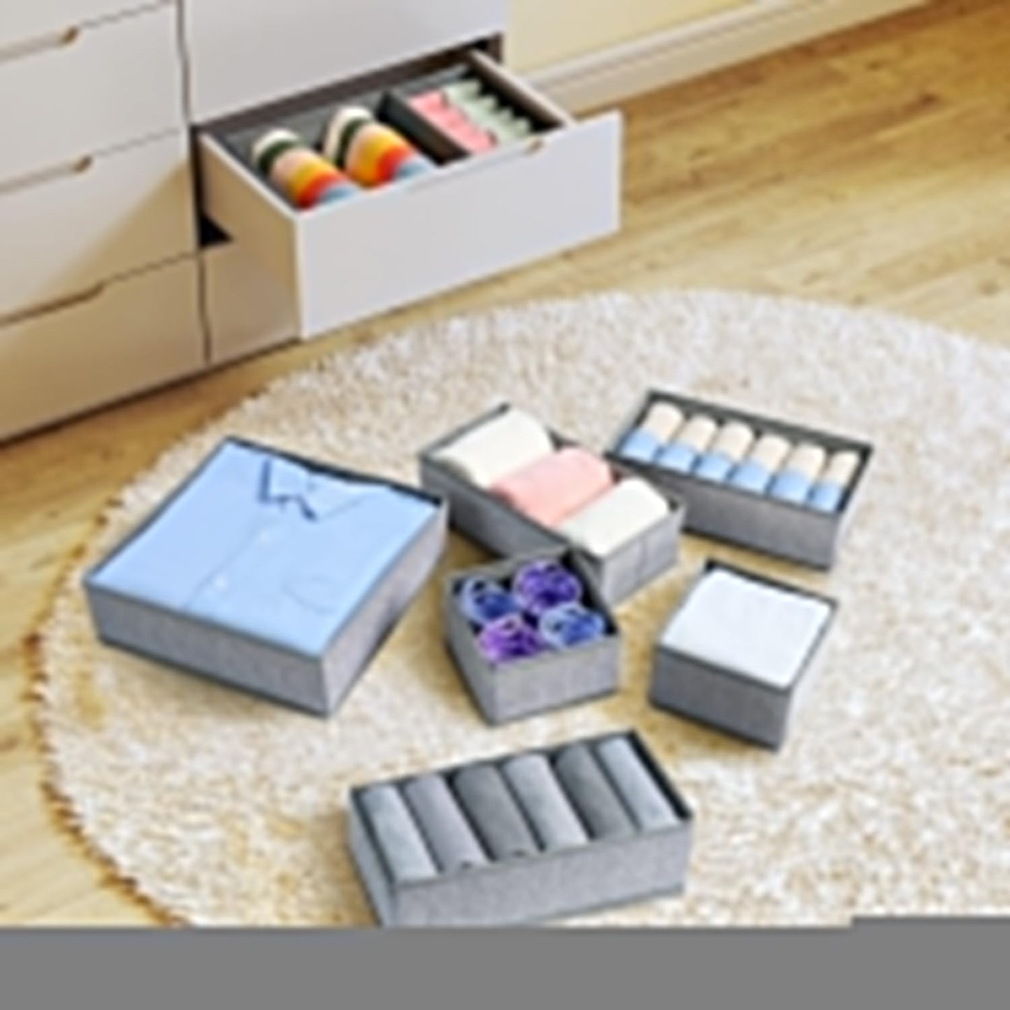 DIMJ Drawer Organizer Clothes 15 Pack - Foldable Baby Organizers and Storage & Dresser Organizer for Bedroom, Closet - Nursery Organization Dresser Dividers for underwear Sock Bra Belt Tie, Gray