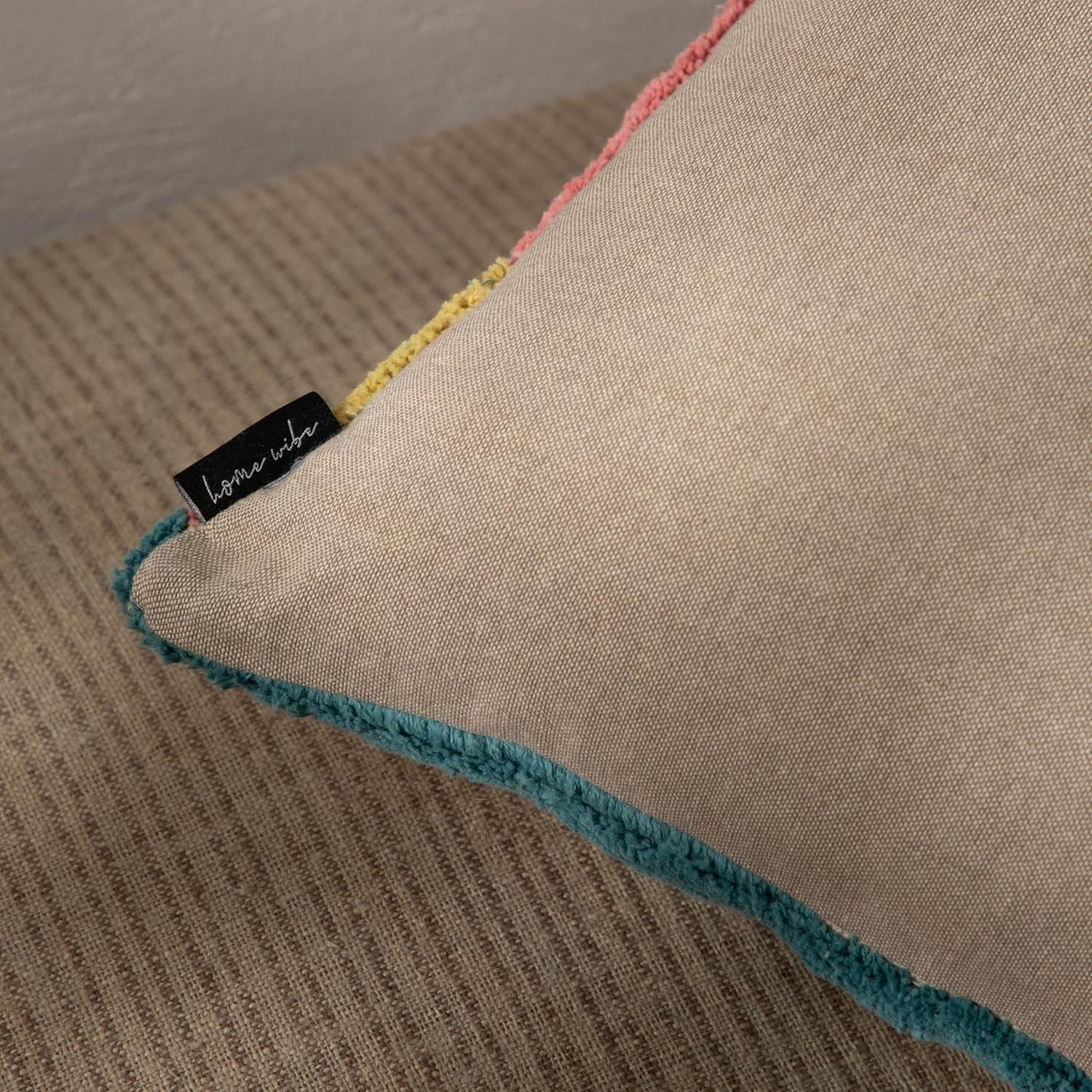 Tuffting Embroidery Decorative Throw Pillow Cover, 18 x 18 inches (Multi)