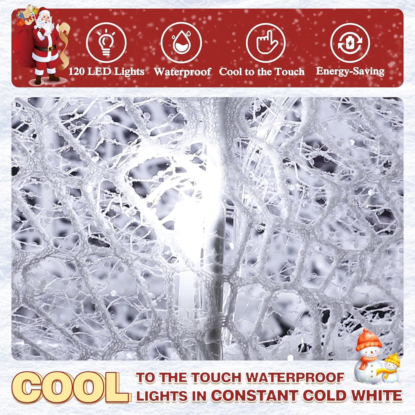 6FT Lighted Freestanding Lamp Post for Christmas Decoration, Pre-Lit Iridescent Post Lamp with 120 LED Lights & Removable Bow, Outdoor 3D Glittered Standing Festival Display, White