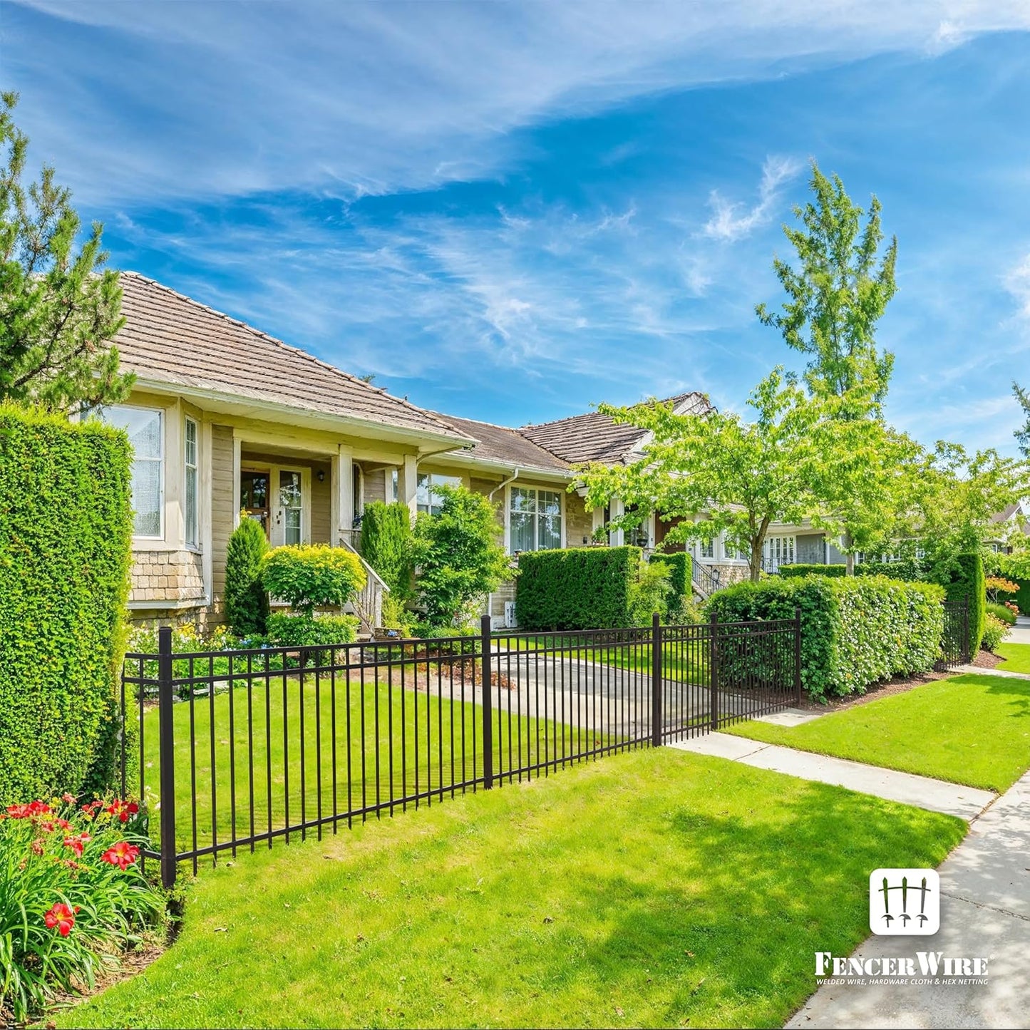 Fencer Wire Heavy Duty Flat Top Fence Gate - Pack of 5, 6FT Height x 4FT Width, Anti-Rust Steel for Outdoor Fencing Barrier, Decorative Garden for Residential, Yard, Pool, Patio