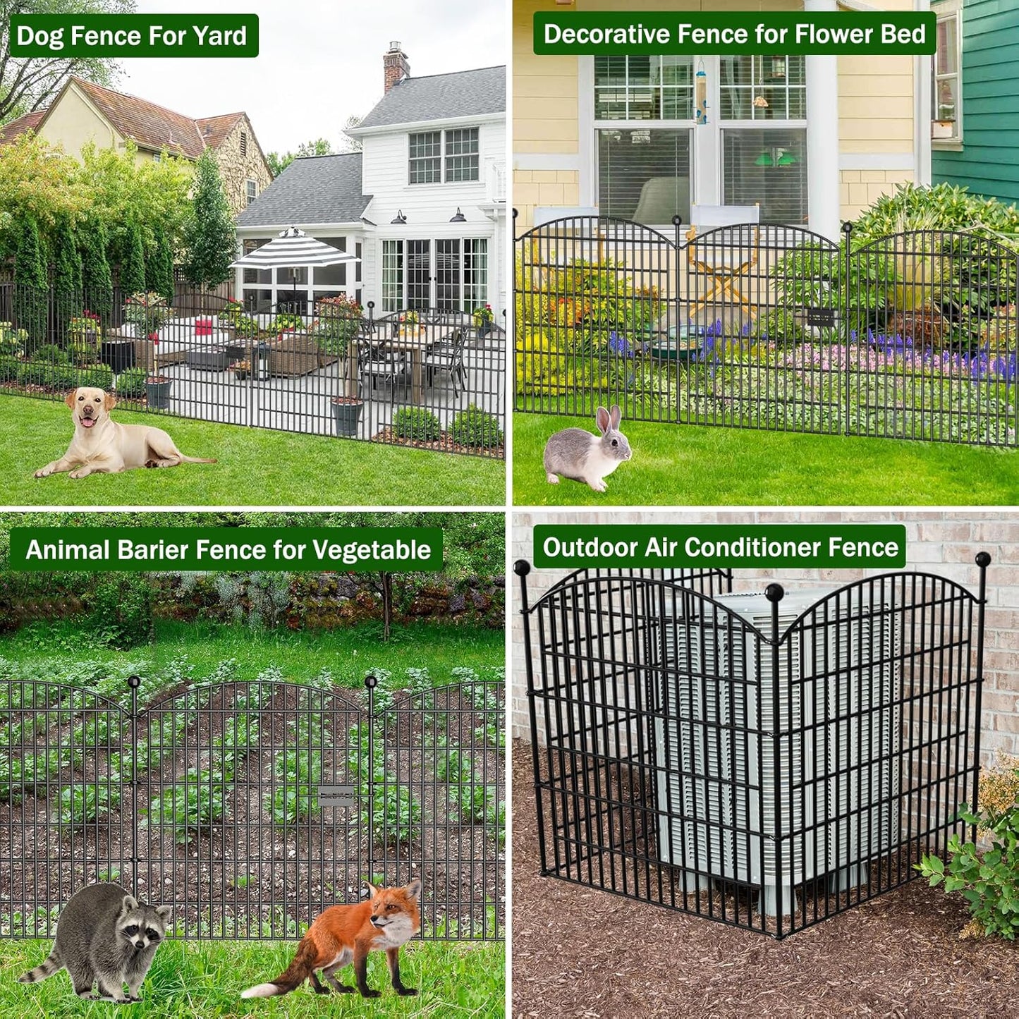 10 Panels Decorative Garden Fence with Gate - 32 in (H) x 23.6 ft (L) No Dig Dog Fence Outdoor for Yard, Rustproof Tall Garden Fencecing Panels, Animal Barrier Suitable for Yard Border, Patio