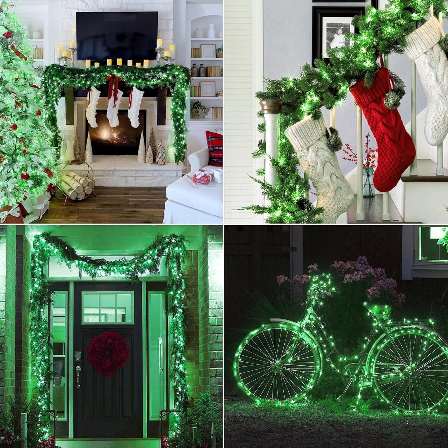 50-Count Green Christmas Tree Lights with Green Wire,13ft Incandescent Bulb Waterproof Fairy Lights,Plug in Mini String Lights for Holiday Decorations, Party, Xmas, Yard, Indoor & Outdoor