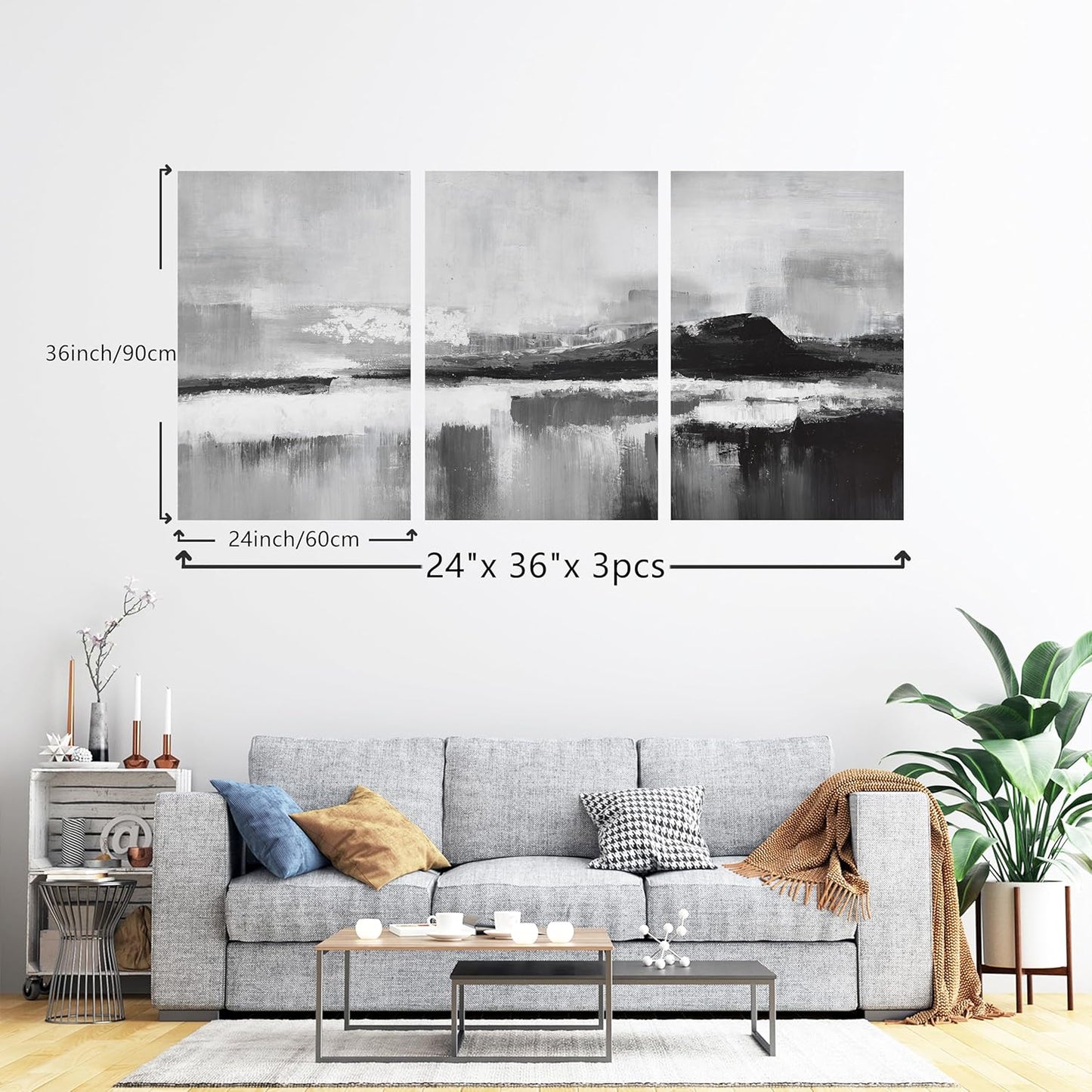 Abstract Wall Art Home Wall Decor Wall Art Prints Black and White Wall Art Modern paintings Wall Decorations for Living Room Wall Bedroom Kitchen Office 24"x 36"x 3pcs