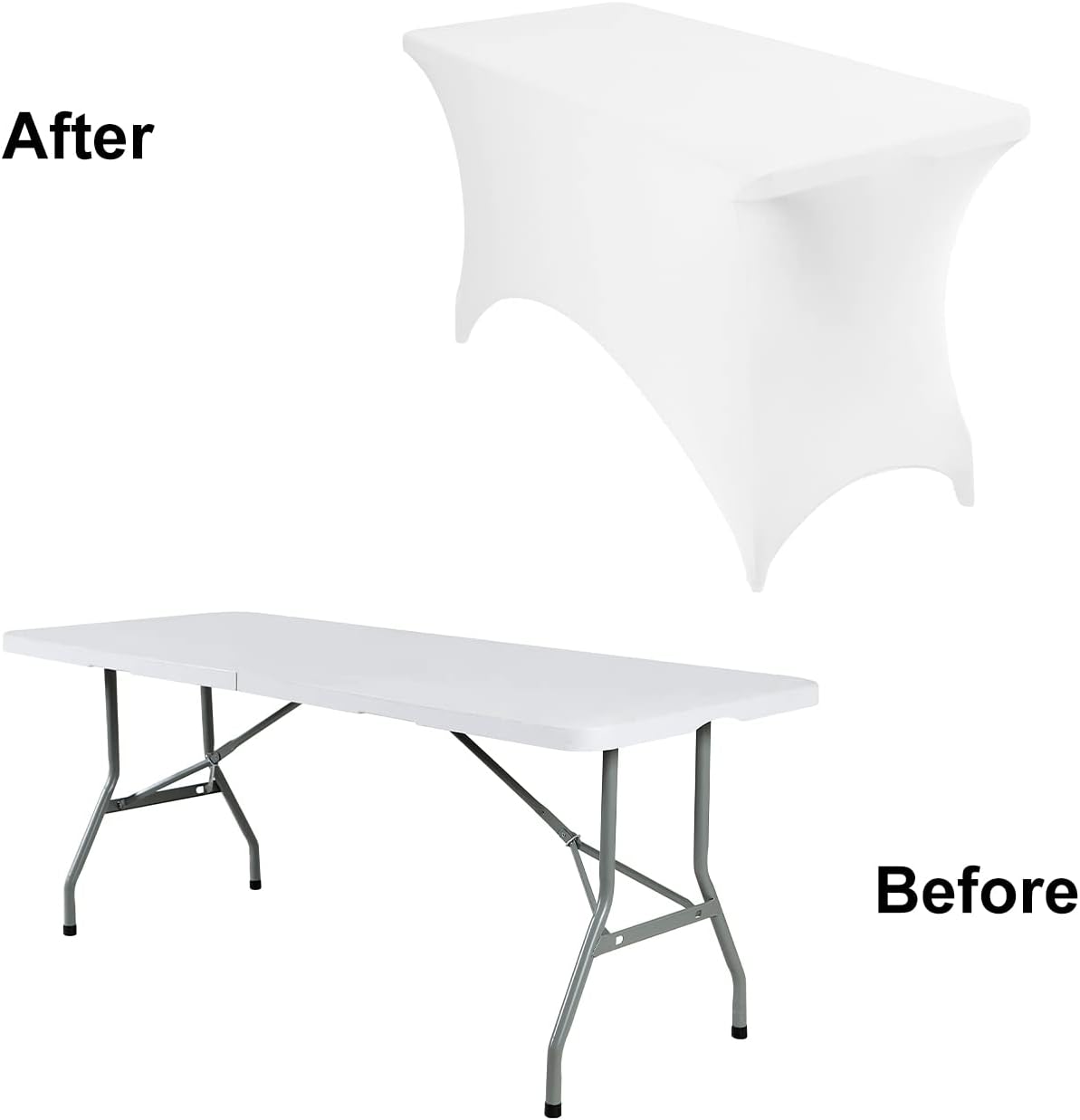 2Pack Spandex Waterproof Table Covers 4ft，Spandex 4ft Waterproof Table Cover for Party,Wedding, Banquet, and Events(White)