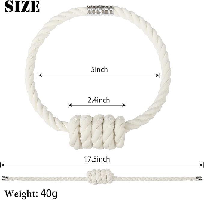 Fenghuangwu 4Pack Magnetic Curtain Tiebacks – Bohemian Style Handmade Woven Tie-Backs for Drapes,Elegant Exquisite Knot Holdbacks,Outdoor Boho & Modern Home Decor-Cotton