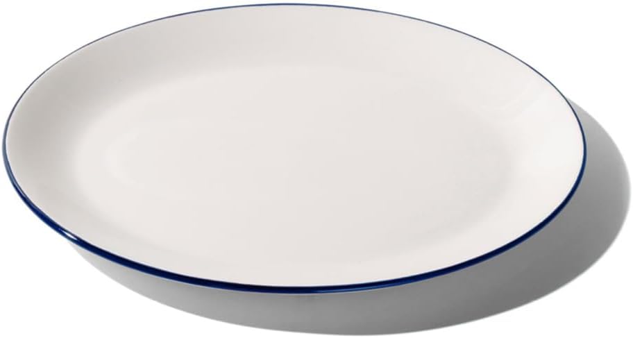 Made In Cookware - Serving Platter - White With Navy Rim- Porcelain England