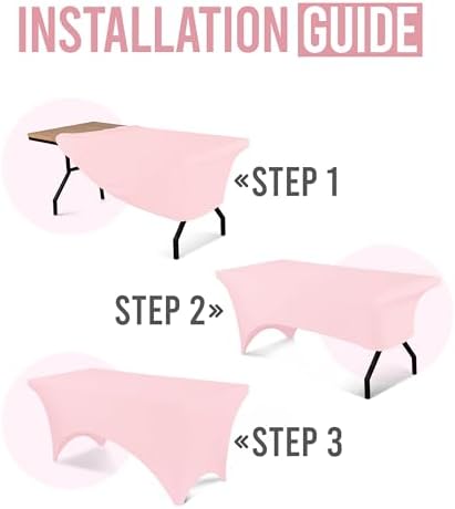 Utopia Kitchen 6FT Spandex Tablecloth [1 Pack, Pink] 200 GSM Stretch, Fitted, Washable and Wrinkle Resistant Table Cloth Rectangle Cover for Trade Shows, Wedding, Parties [72Lx30Wx30H Inch]