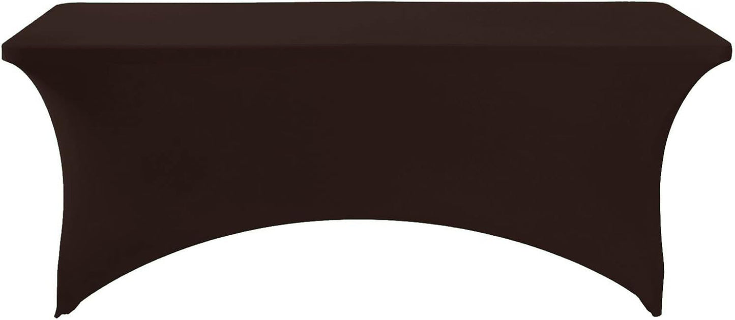Spandex Table Cover for 6Ft or 4fT or 8ft Table Universal Fitted Stretch Tablecloth for Party, Banquet, Wedding and Events-Chocolate