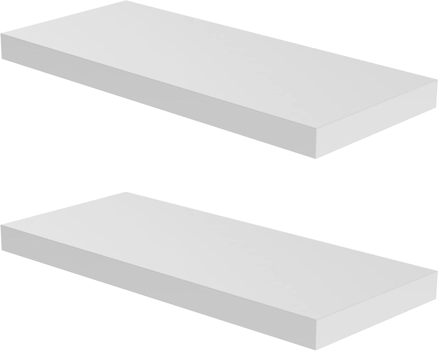 Floating Shelf, Set of 2 Wall Shelf, 36 in W x 12.75 in D x 2 in H Wooden Floating Wall Shelf with Invisible Brackets for Living Room/Bedroom/Bathroom/Kitchen Storage and Decor, White
