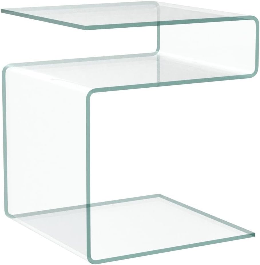 Glass Nightstand,Side Table,S-Shaped End Table for Living Room,Bedside Table for Bedroom (Clear)
