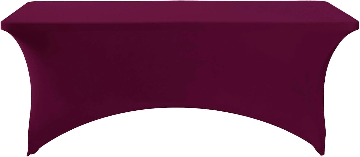 Spandex Table Cover for 8FT or 4ft or 6ft Table Universal Fitted Stretch Tablecloth for Party, Banquet, Wedding and Events-Burgundy