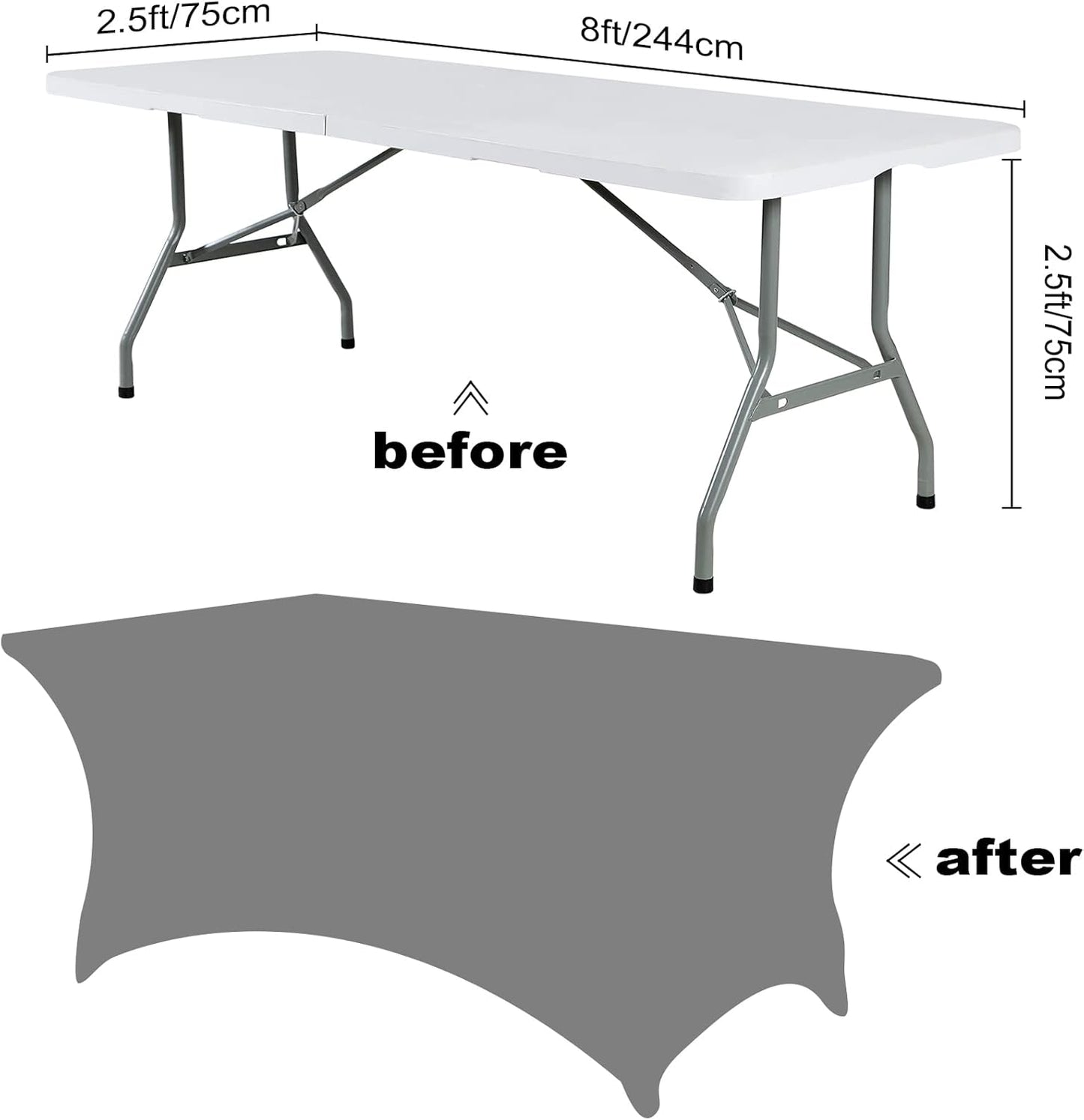 SuperO Waterproof Spandex Table Cover for 8FT Table Universal Fitted Stretch Tablecloth for Party, Banquet, Wedding and Events-Lavender