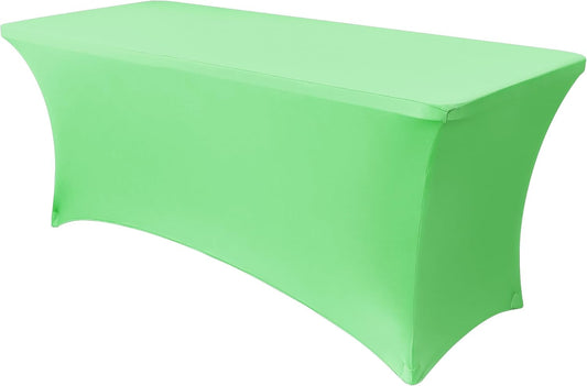 Obstal Spandex Table Cover 6ft Fitted Tablecloth Rectangular - Stretch Folding Table Cloth Rectangle for Birthday Party Wedding Banquet, Grass Green, 72L x 30W Inch