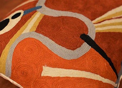 Lumbar Kandinsky Modern Pillow Cover Intuitive Mid Century Chair Cushions Rust Abstract Pillowcase Contemporary Couch Pillowsham Hand Embroidered Cushion Wool Size 14x20