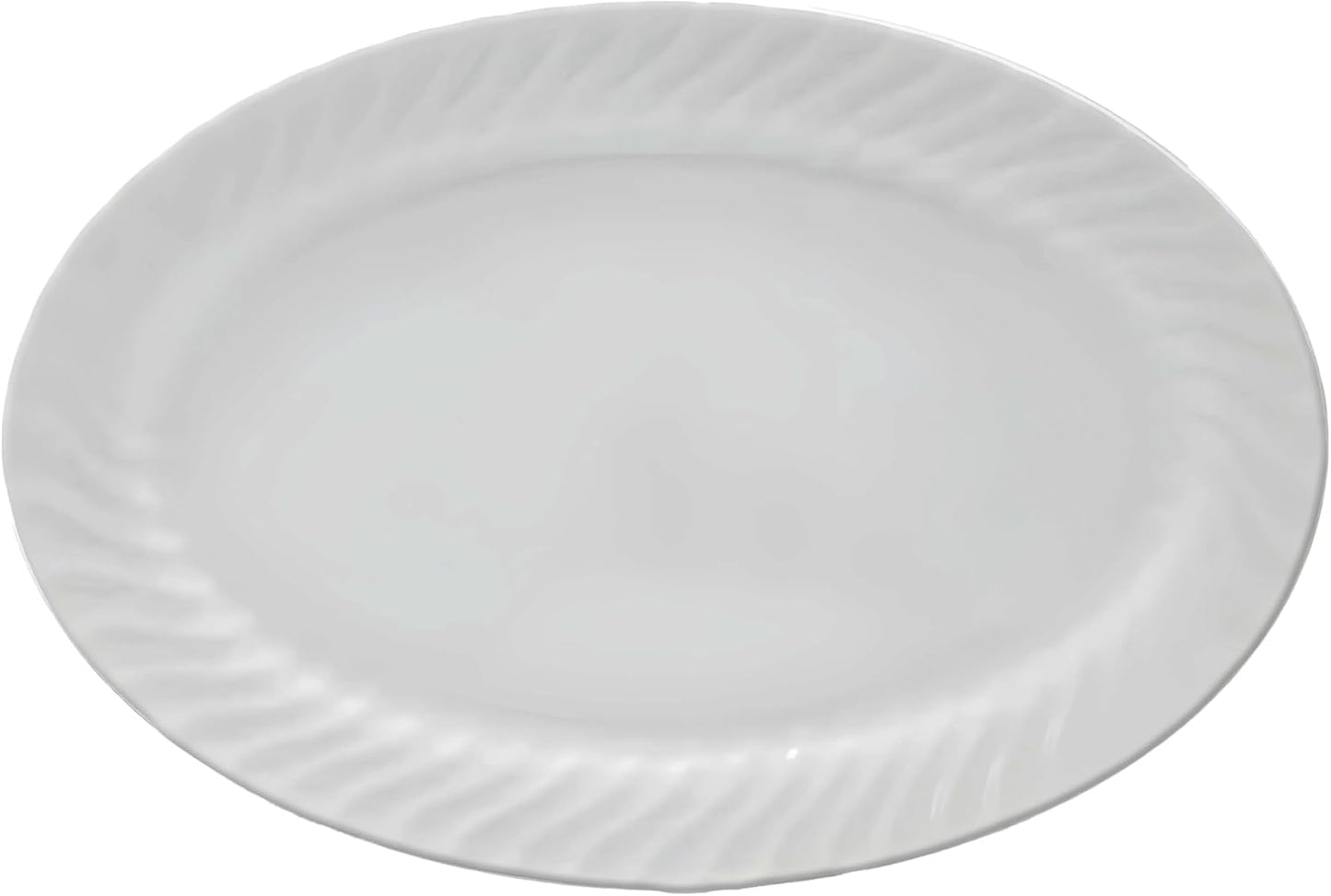 Lynns Paradise Imperial White 14-Inch Oval Platter, Set of 2, White; Heavy Duty; Chip Resistant; Lead and Cadmium Free; Freezer to Oven Safe up to 500°F