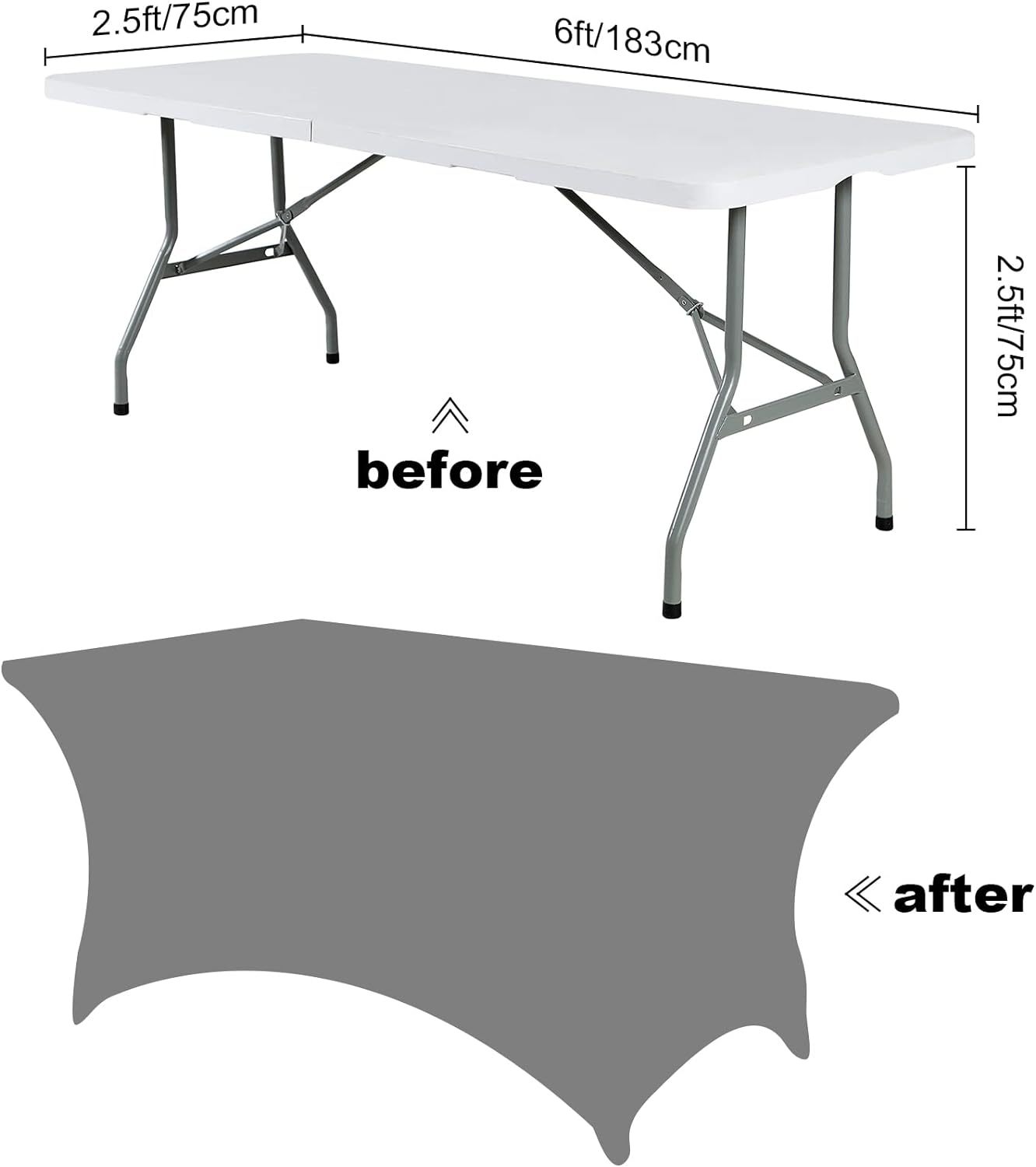 SuperO Waterproof Spandex Table Cover for 6FT Table Universal Fitted Stretch Tablecloth for Party, Banquet, Wedding and Events-Red