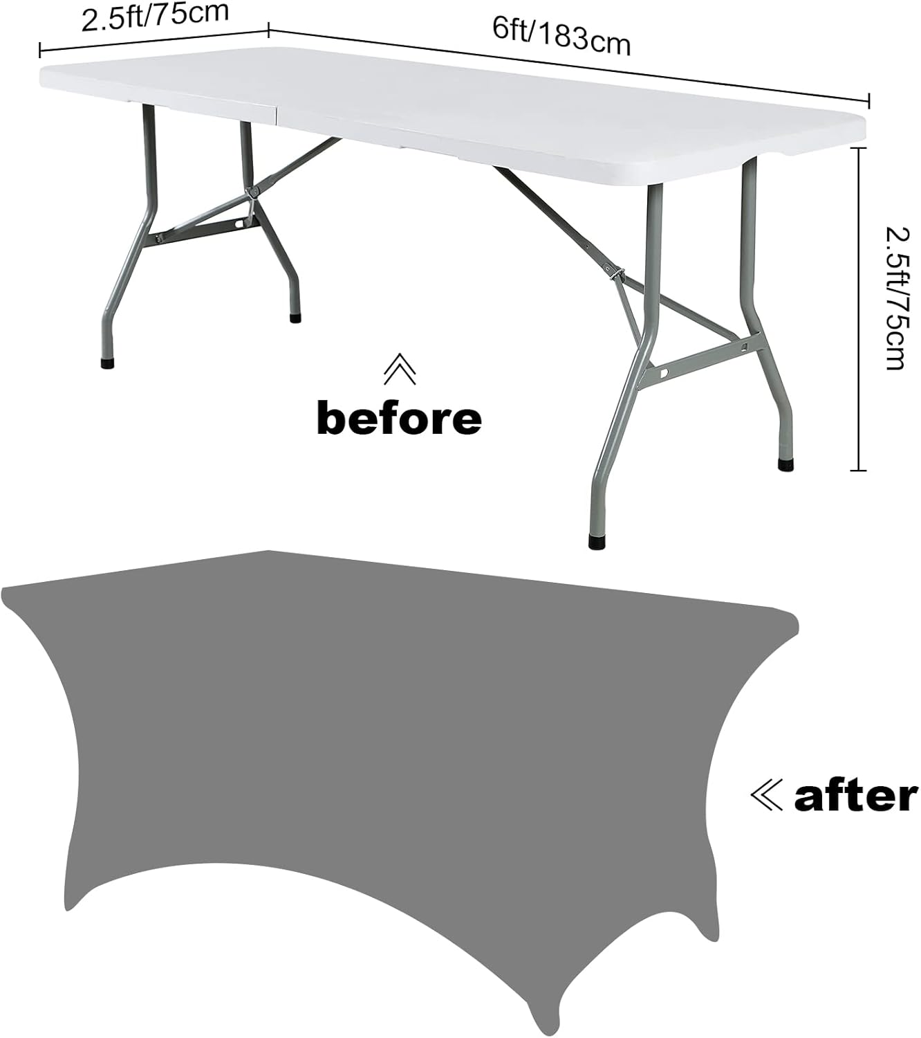 SuperO Waterproof Spandex Table Cover for 6FT Table Universal Fitted Stretch Tablecloth for Party, Banquet, Wedding and Events-Champagne