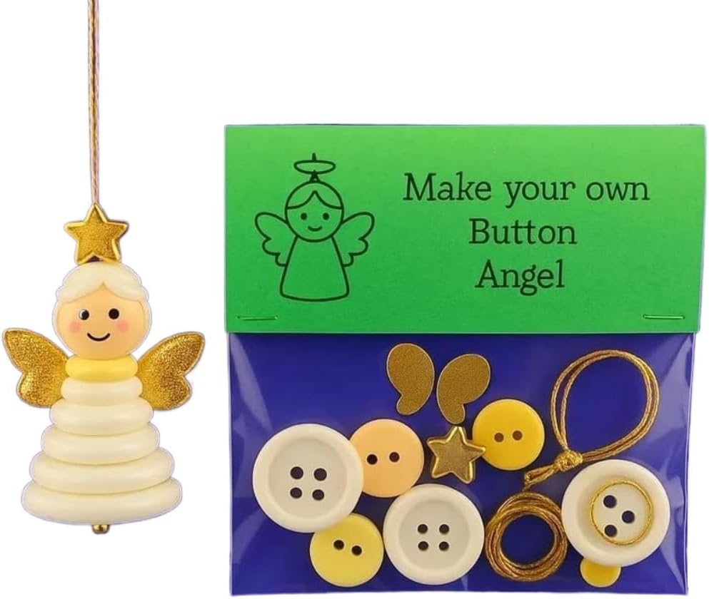 DIY Christmas Button Ornament Making Set - Snowman/Santa/Angel, Fun Holiday Craft Kit for All Ages, Ideal Xmas Tree Hanging Decor & Festive Gifts (8pcs-B)