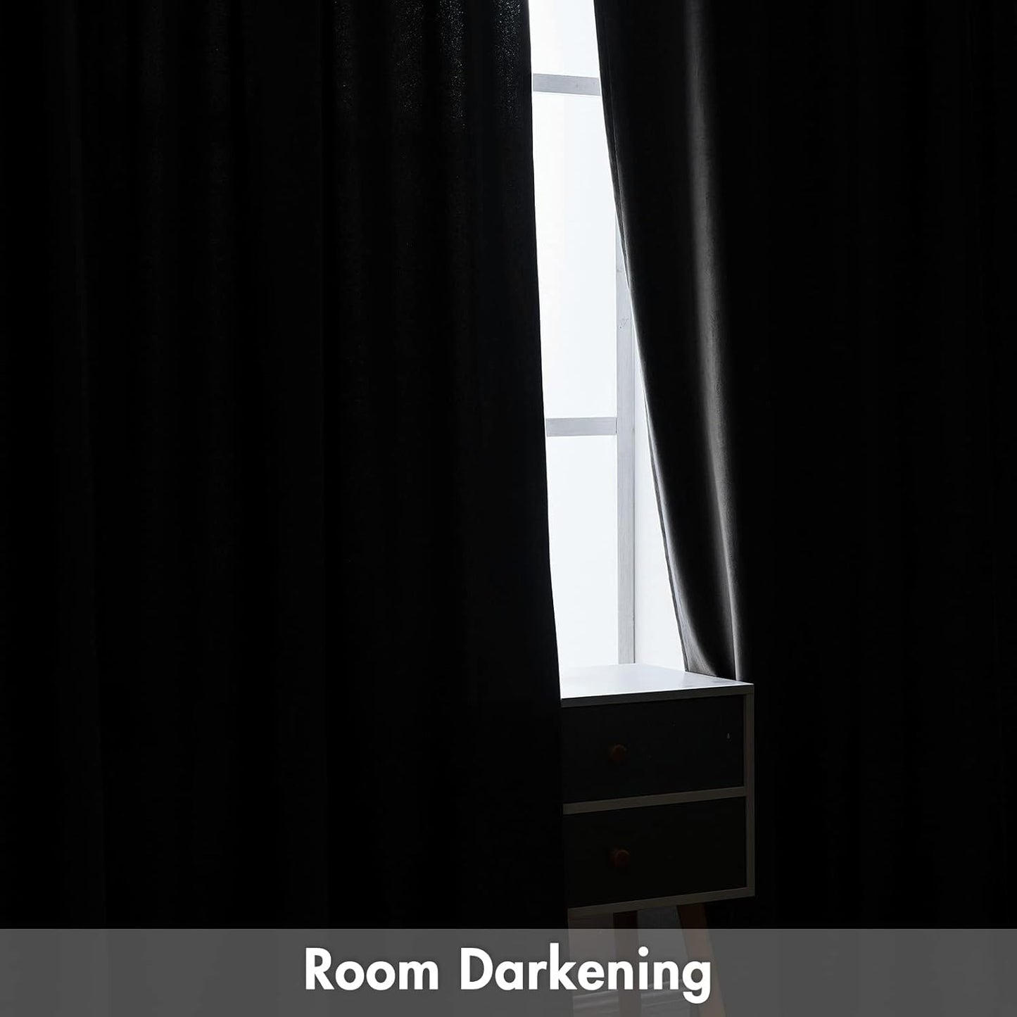 MIULEE Black Velvet Curtains Thermal Insulated Blackout Halloween Curtain Drapes for Bedroom Living Room Darkening 84 Inches Long Curtains Panels Rod Pocket Set of 2