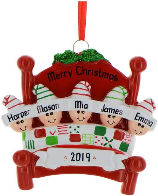 Bedtime Family of 5 Ornament 2025 Personalized Family Christmas Ornaments 2025 | Tucked in Together Holiday Keepsake Personalized Tree Ornaments for Grandchildren Siblings & Grandkids of Five Ornament