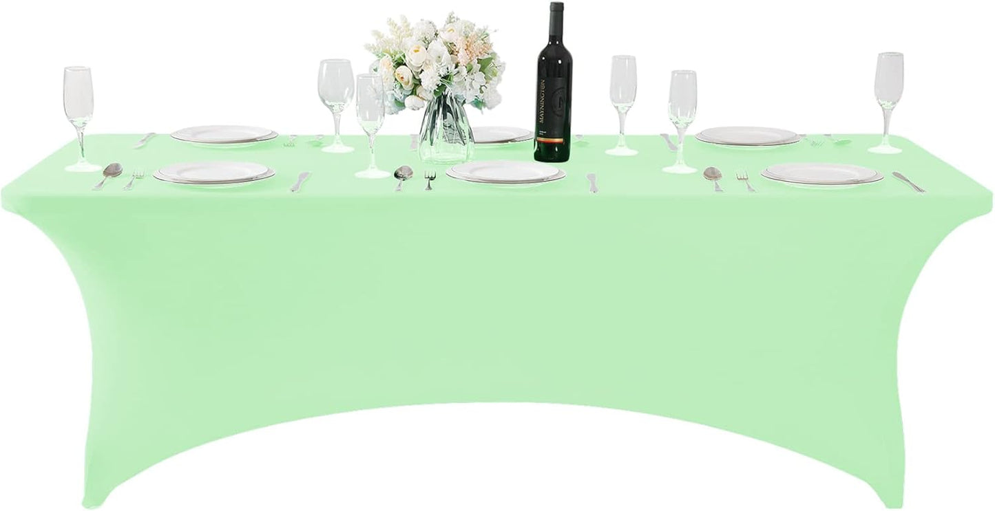 Spandex Table Cover for 8FT or 4ft or 6ft Table Universal Fitted Stretch Tablecloth for Party, Banquet, Wedding and Events-Mint