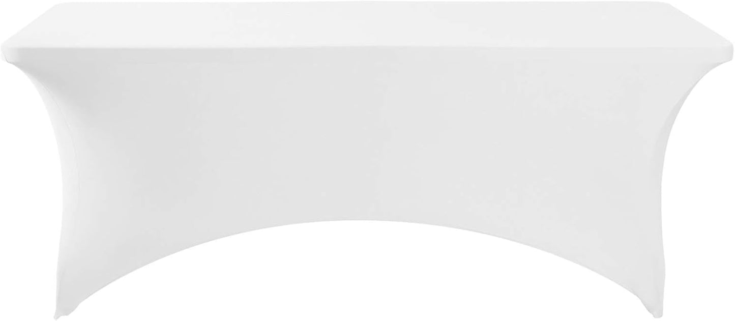 Spandex Table Cover for 6Ft or 4fT or 8ft Table Universal Fitted Stretch Tablecloth for Party, Banquet, Wedding and Events-White