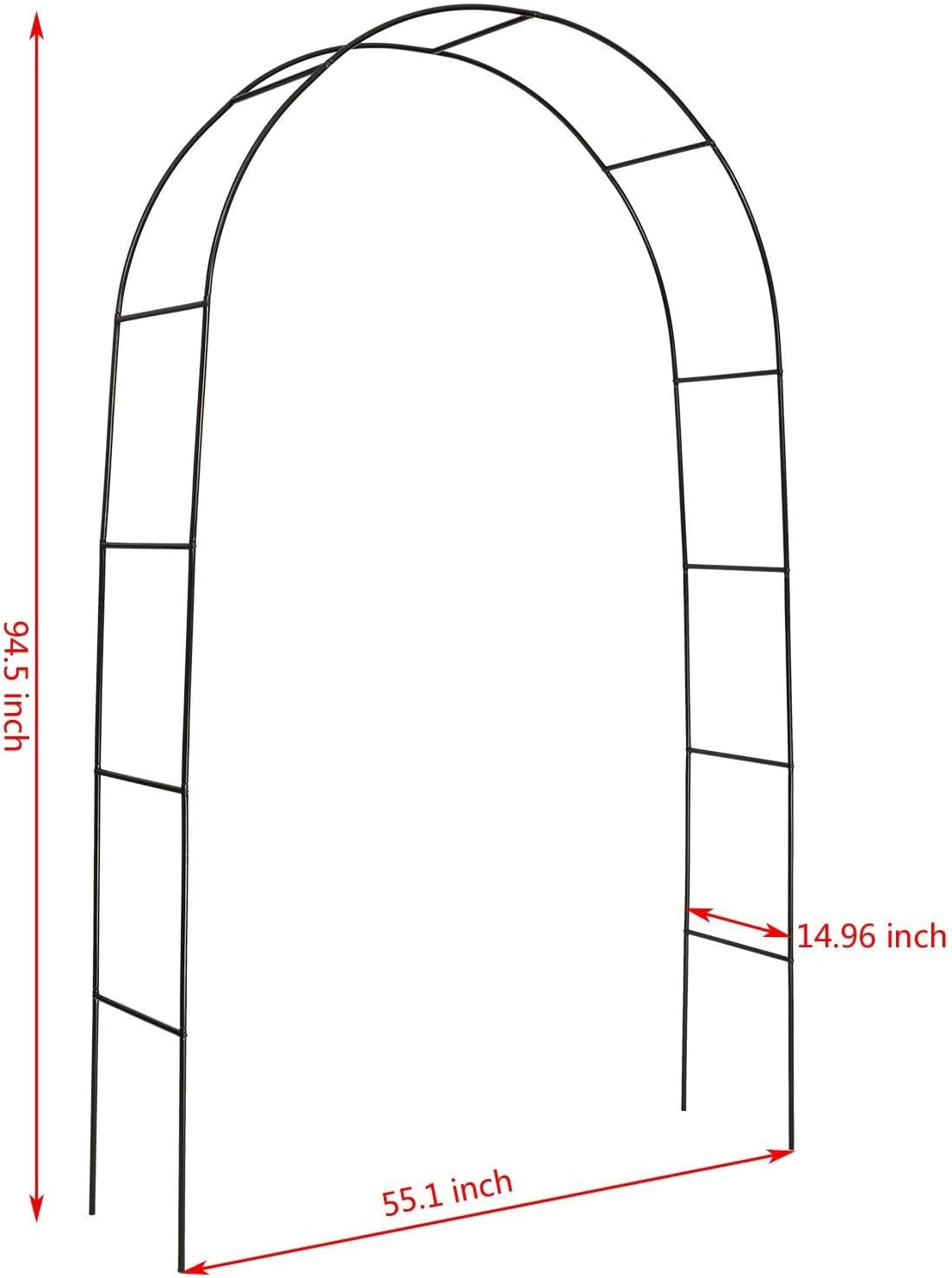 DOEWORKS Wedding Arch Stand, Party Show Backdrop Arch Frame, Garden Metal Arborwith Round Top, 7'9'' High x 4'7''Wide