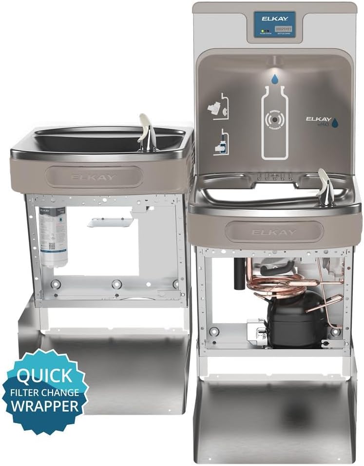 Elkay LZSTL8WSSP Enhanced Bottle Filler & Bi-Level ADA Cooler Refrigerated Stainless High Capacity Lead Drop Down Wrapper