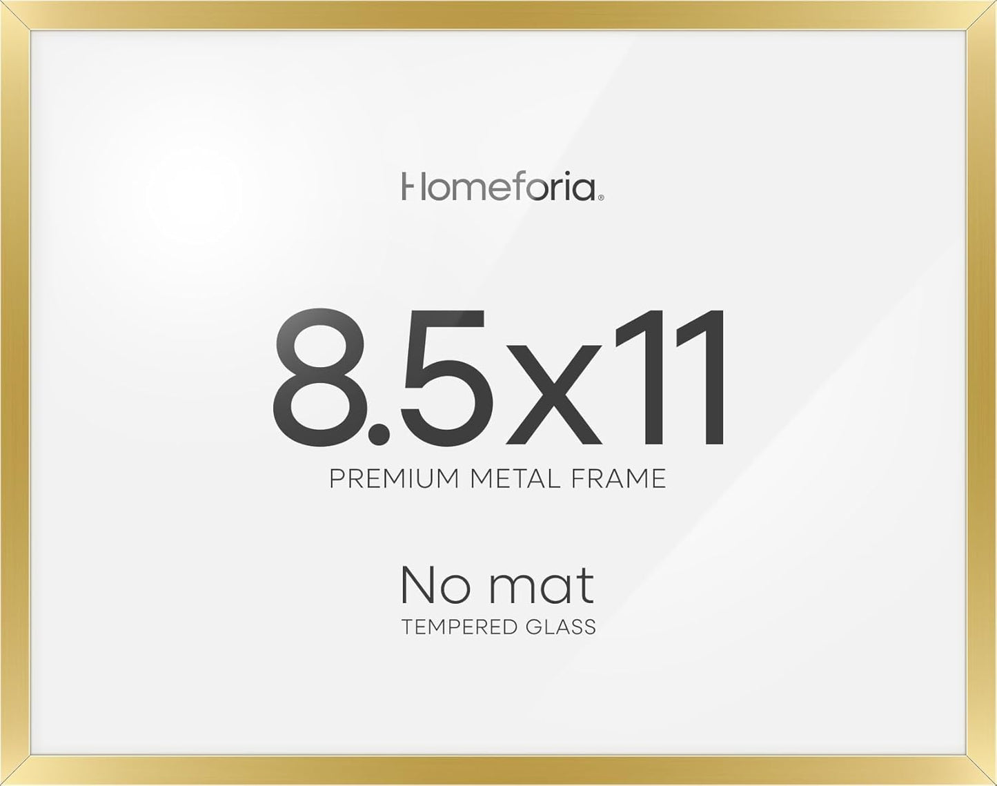 Homeforia Gold Diploma Frame 8.5 x 11, High End Metal 8.5x11 Certificate Frames, 11x8.5 Document Frame for Wall or Tabletop, 8.5 by 11 Letter Size Graduation Frames, Tempered Glass, Wall Kit, Set of 1