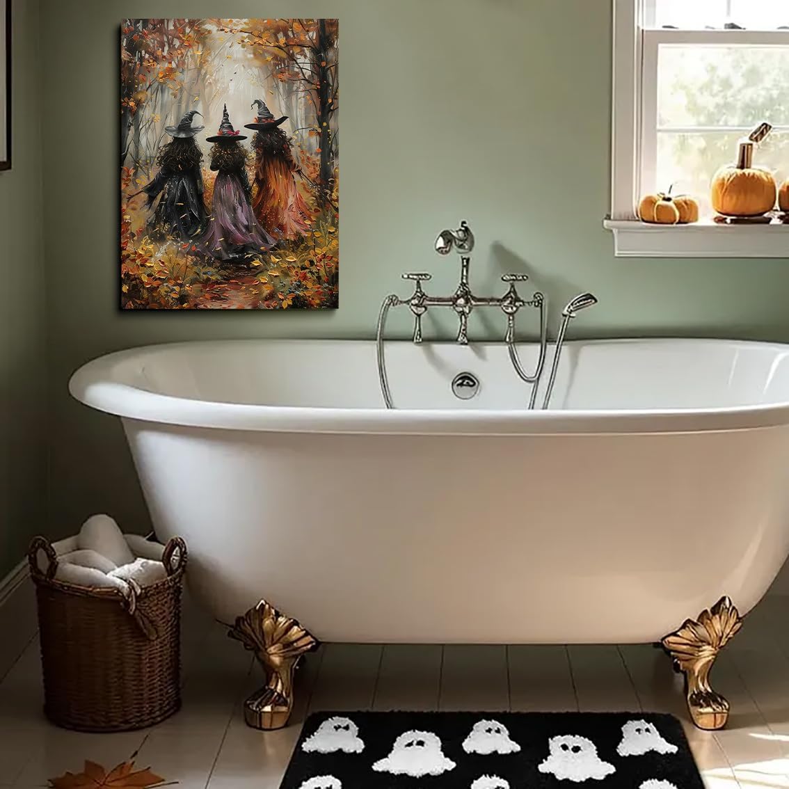 Generic Vintage Three Witches In The Forest Painting Witch Print Witchy Canvas Print Halloween Wall Art Halloween Decor Witch Poster Dark Academia Gothic Room Decor for Dorm Bedroom 20x30in Unframed