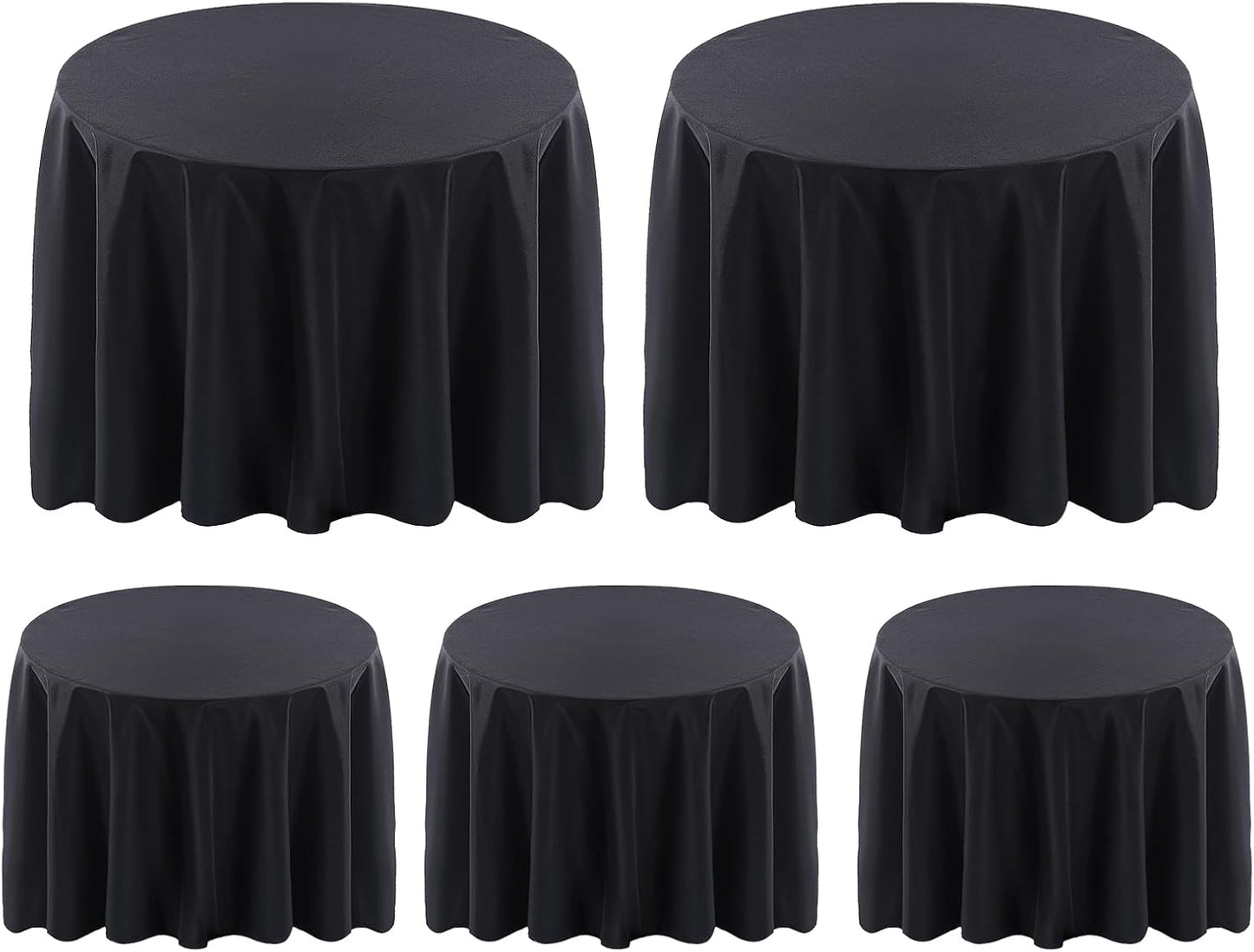 Surmente 120 inch Round Tablecloths -5 Pack Black Round Table Cloths, Polyester Fabric Table Covers for Wedding, Party, Banquet, or Restaurant