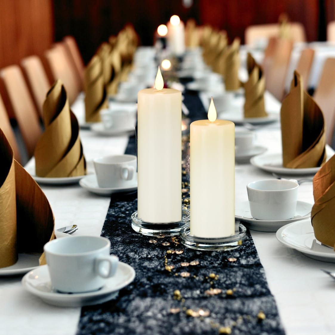 Flameless Battery Operated LED Candles 3D Wick with10 Key Button Remote Control 24-Hour Timer Set of 9 Electric Flickering Pillar Real Wax ApplyTo Party, Wedding,Dinner， Home Decoration