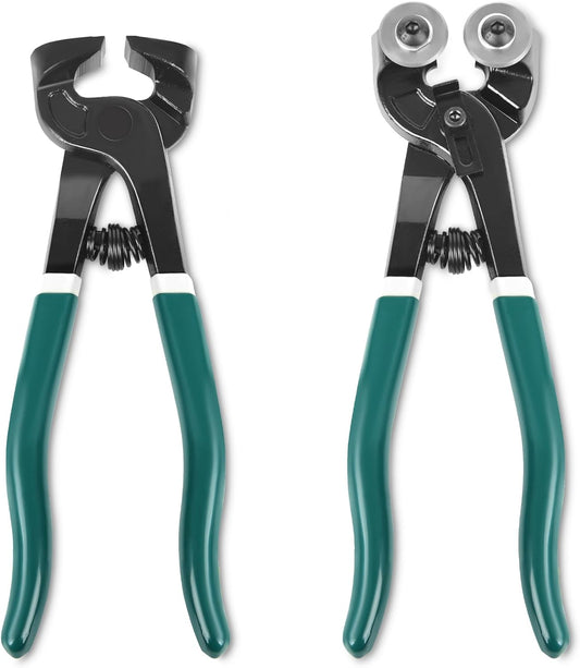 2Pcs Glass Tile Nippers Set, Heavy Duty Wheeled Glass Mosaic Nipper & Hd Ceramic Tile Nipper, Tile Cutter, Mosaic Cutter Tool for Cutting Glass Mosaic, Ceramics, Stone, Metal