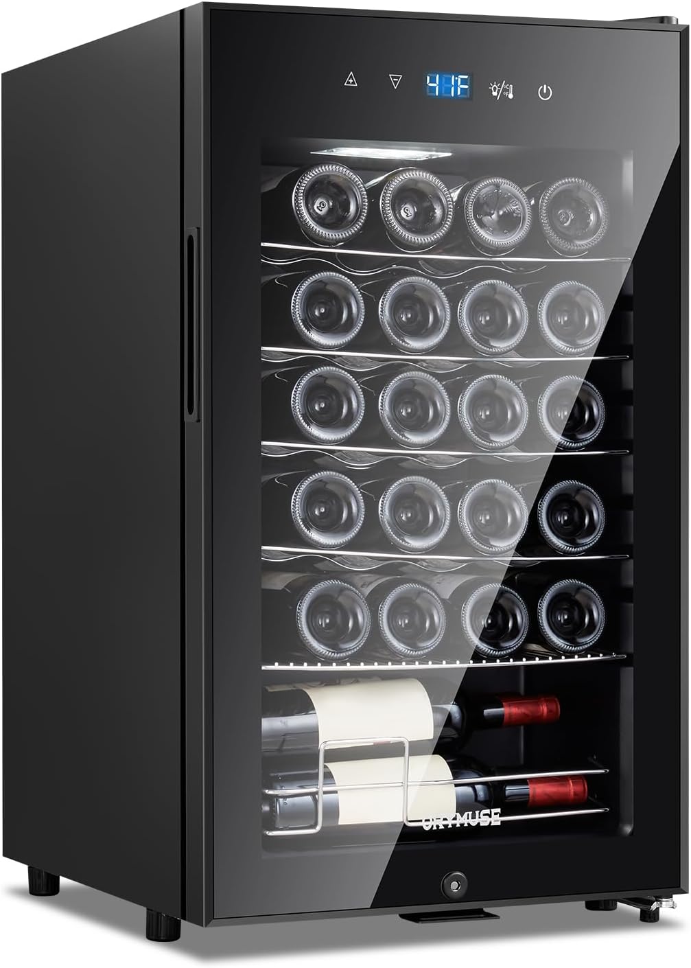 24 Bottle Compressor Wine Cooler Refrigerator with Lock, Freestanding Wine Fridge, 41°F-64°F Digital Temperature Control, Large Wine Cellar for Red, White, Champagne, and Sparkling Wine – Black