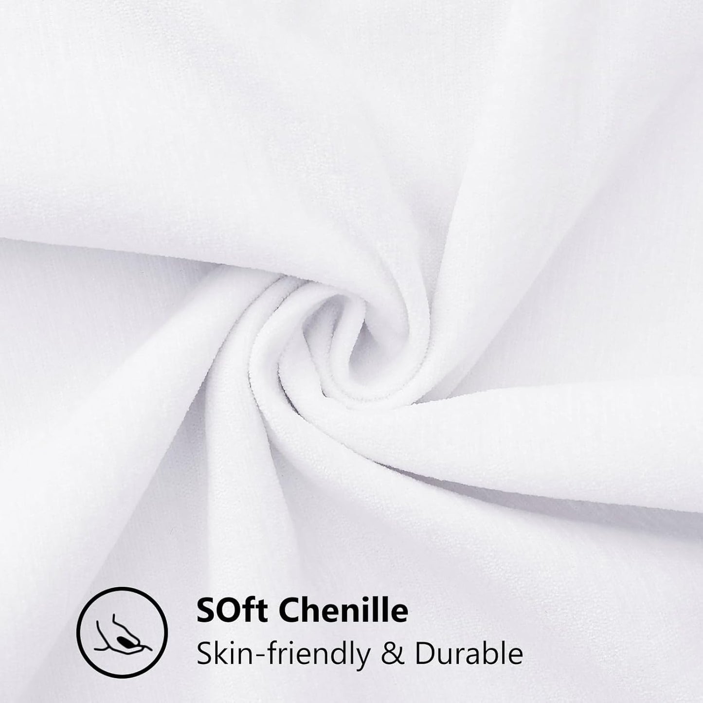 decorUhome Chenille Soft Throw Pillow Covers 26x26 Set of 2, Farmhouse Velvet Neutral Decorative Euro Pillow Covers with Stitched Edge for Couch Sofa Bed Home Decor, White