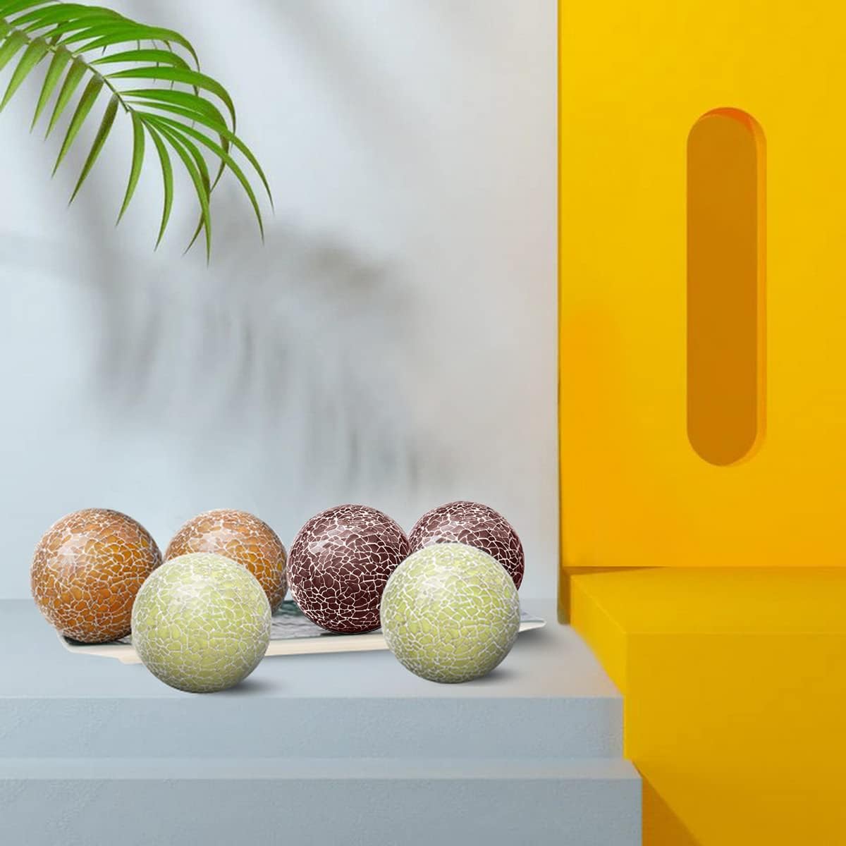 6 PCS 2.5inch Glass Decoration Gradients Solid Round Orbs Set Mosaic Sphere Balls for Living Room Table Bowls Vases Christmas Wedding Thanksgiving Party Centerpieces