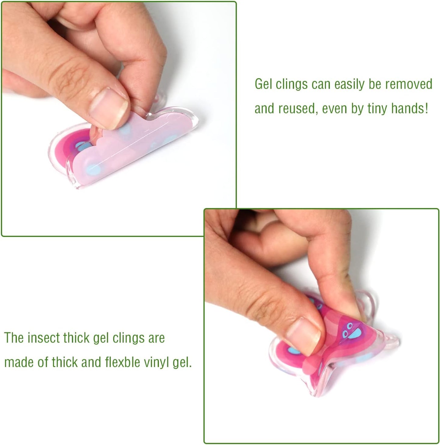 20 PCS Insect Thick Gel Clings Spring Summer Insect Window Gel Clings Decals Stickers for Kids Toddlers and Adults Home Airplane Classroom Nursery Winter Insects Animals Party Supplies Decorations