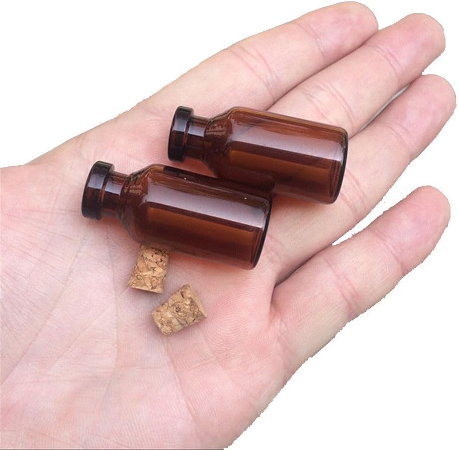 18x40x7mm 5ml Mini Brown Glass Jars with Cork Empty Tiny Glass Jars Gift 5ml Glass Bottles Vials 12units (12, 5ML)